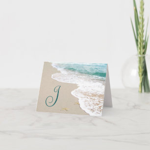 Ocean Beach With Monogram Letter J Note Card