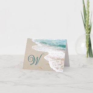 Ocean Beach With Monogram Letter W Note Card