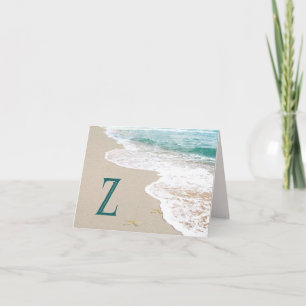 Ocean Beach With Monogram Letter Z Note Card