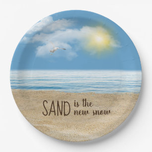 Ocean Beach With Seagull Paper Plate