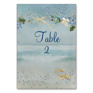 Ocean Beach with Starfish Table Number