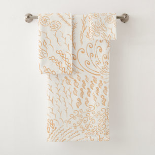 Ocean   Beachy   Coral Bath Towel Set