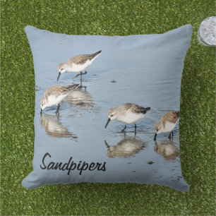 Ocean Bird Reflection Sandpiper Throw Pillow