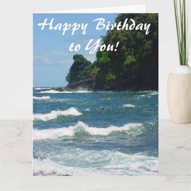 Océan bleu de carte postale de joyeux anniversaire (Devant)