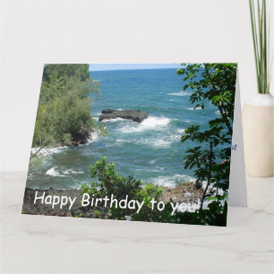 Océan bleu de carte postale de joyeux anniversaire