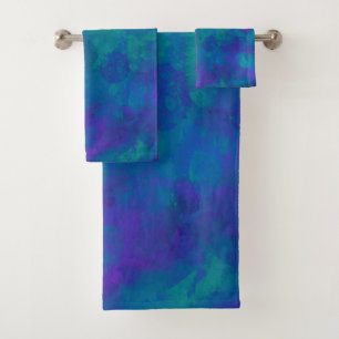 Océan Bleu Vert Aqua Aquarelle Côte Abstraite