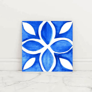 Ocean Bloom Portuguese Minimal Blue and White Tile