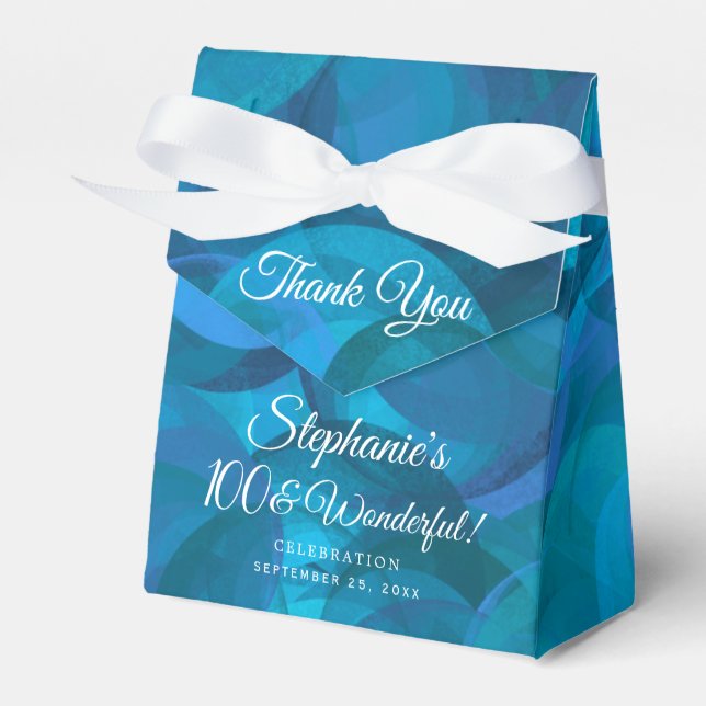Ocean Blue 100 and Wonderful Birthday Party Favor Box (Front Side)