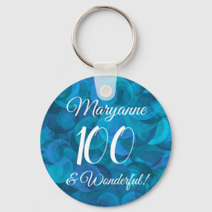Ocean Blue 100 and Wonderful Birthday Party Keychain