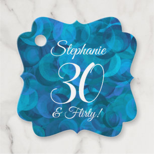 Ocean Blue 30 and Flirty Birthday Party Favour Tag