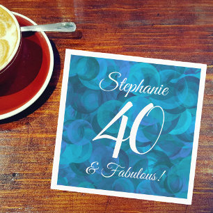 Ocean Blue 40 and Fabulous Birthday Party Napkin