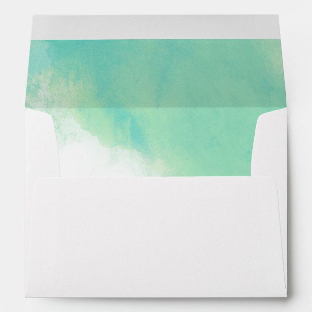 Ocean Blue Abstract Watercolor Wedding Envelopes (Back (Bottom))