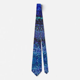 Ocean Blue Abstrait Mosaic Mens Cravate