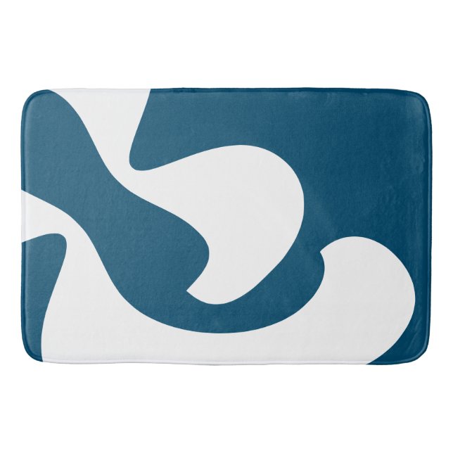 Ocean Blue and white Modern Art Bath Mat (Front)