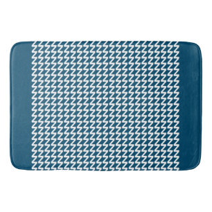Ocean blue and white Modern Sharp Waves Bath Mat