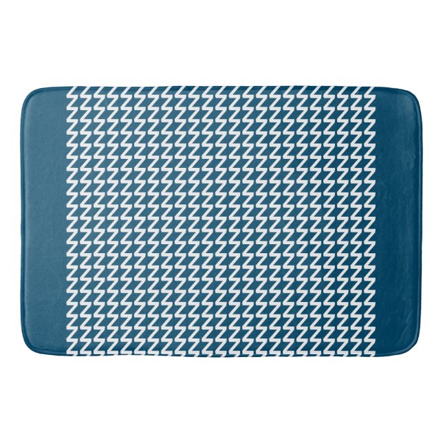 Ocean blue and white Modern Sharp Waves Bath Mat (Front)