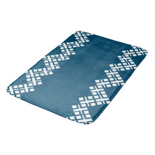 Ocean Blue and White Mono Zig Zag Bath Mat