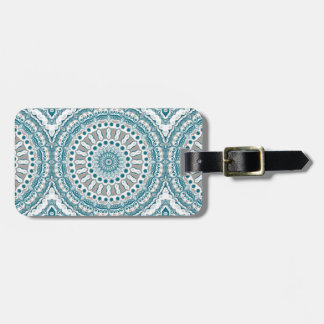 Ocean Blue and White Nautical Mandala Design Luggage Tag