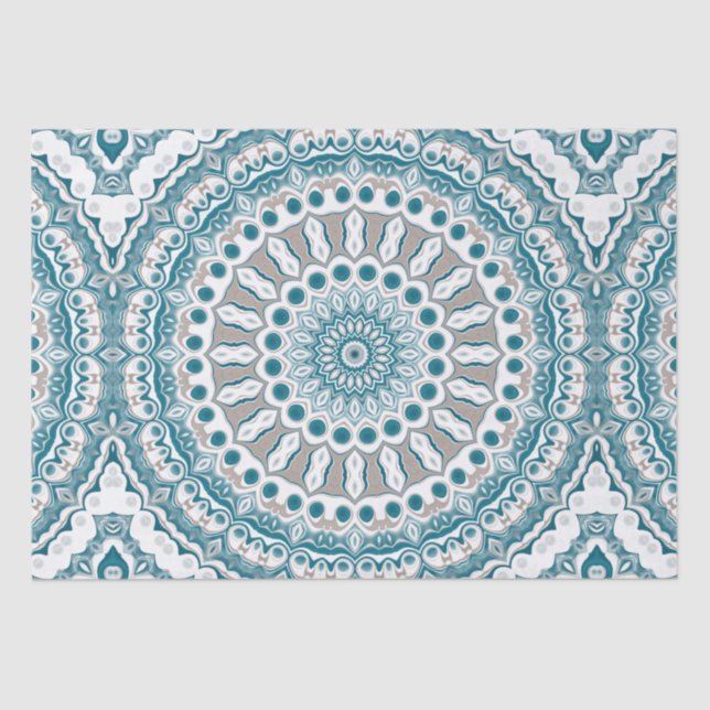 Ocean Blue and White Nautical Mandala Design Tissue Paper (Front)