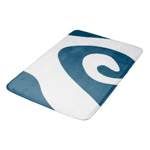 Ocean Blue and White Swirl Wave Bath Mat