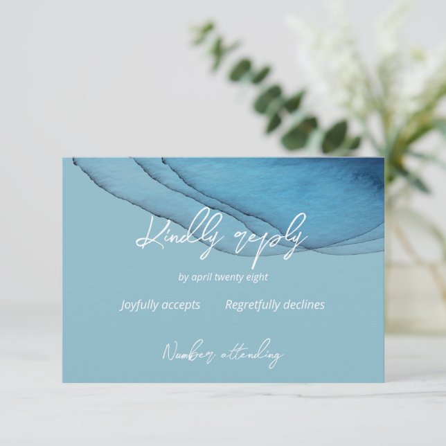Ocean blue aquamarine  RSVP card (Standing Front)
