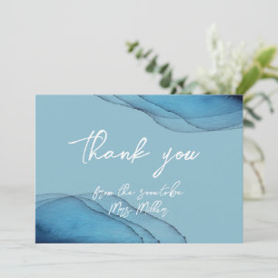  Ocean blue aquamarine watercolor Thank You Card