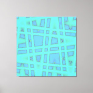 Ocean Blue Baby Blue Modern Geometric Wave Pattern Canvas Print