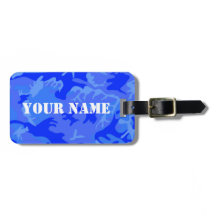 Ocean Blue Camo luggage tag
