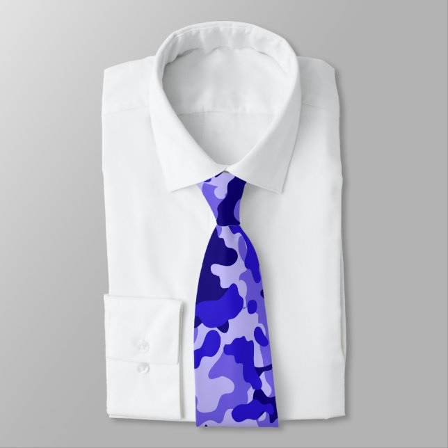 Ocean Blue Camo Neck Tie (Tied)