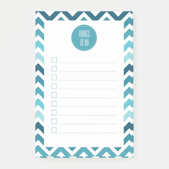Ocean Blue Chevron Ombre ZigZag To Do List Post-it Notes (Front)
