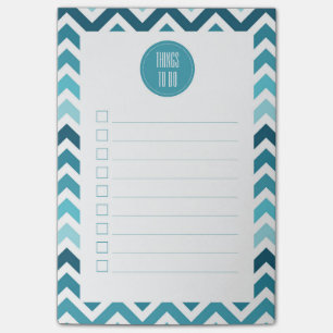 Ocean Blue Chevron Ombre ZigZag To Do List Post-it Notes