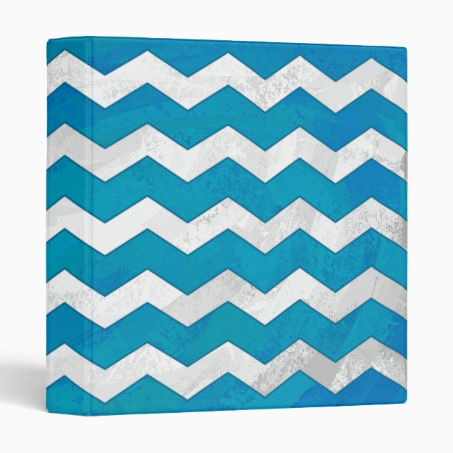 Ocean Blue Chevron Pattern Binder (Front/Spine)