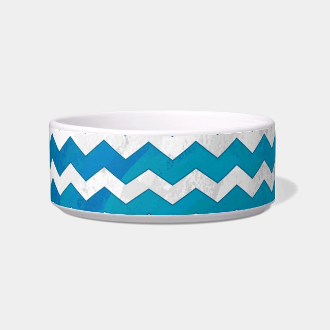 Ocean Blue Chevron Pattern Bowl (Right)
