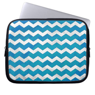 Ocean Blue Chevron Pattern Laptop Sleeve