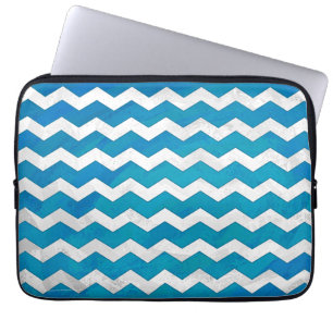 Ocean Blue Chevron Pattern Laptop Sleeve