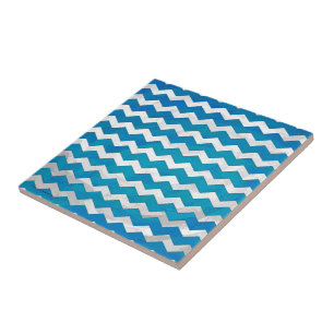 Ocean Blue Chevron Pattern Tile