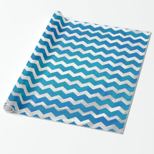 Ocean Blue Chevron Pattern Wrapping Paper