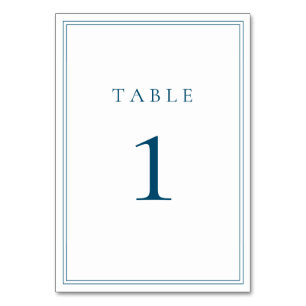 Ocean Blue Classic Minimalist Table Number