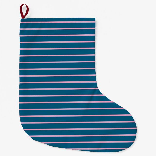 Ocean Blue Colour Minimalist Modern Plain Large Christmas Stocking (Front)