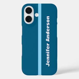 Ocean Blue Colour Personalized Name iPhone 16 Case