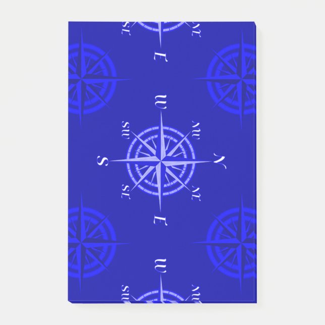 Ocean Blue Compass Rose Post-it Notes (Front)