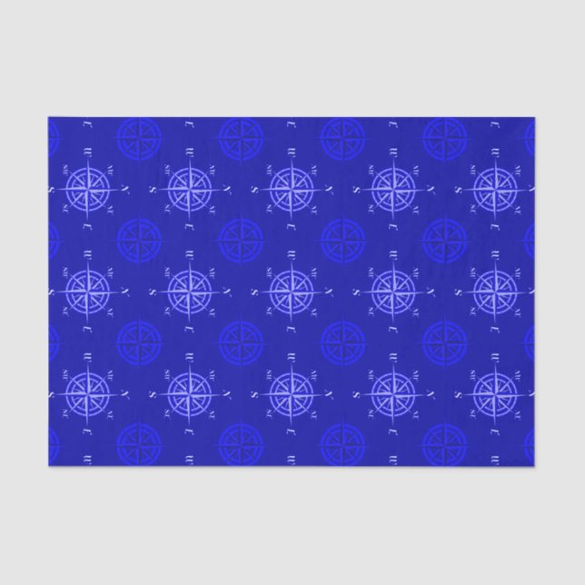 Ocean Blue Compass Rose Tissue Paper (Front)