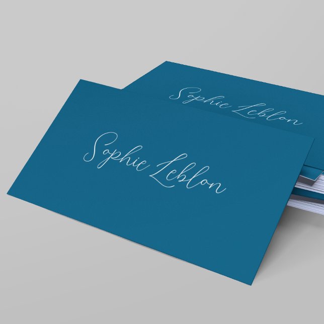 Ocean-Blue Contact Card with Handwritten Name (Creator Uploaded)