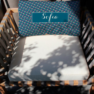 Ocean blue geometric pattern Throw Pillow