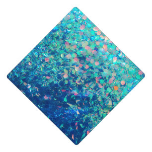 Ocean Blue Glitter Design Graduation Cap Topper!