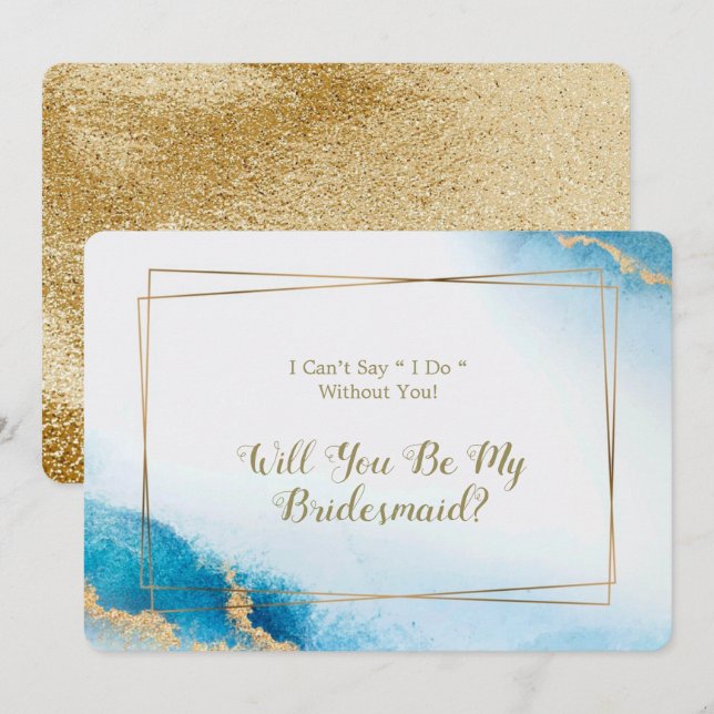 Ocean Blue Gold Agate Vous Êtes Mes Invitations (Devant / Derrière)