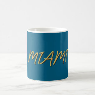 Ocean Blue Gold Colour Miami Text Professional Coffee Mug