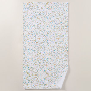 Ocean Blue Gold Sand Dots Beach Towel