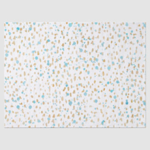 Ocean Blue Gold Sand Dots Tissue Paper