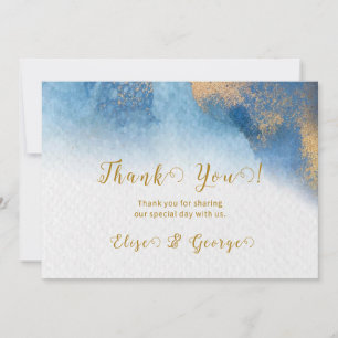 Ocean Blue Golden Watercolor Thank You Cards
